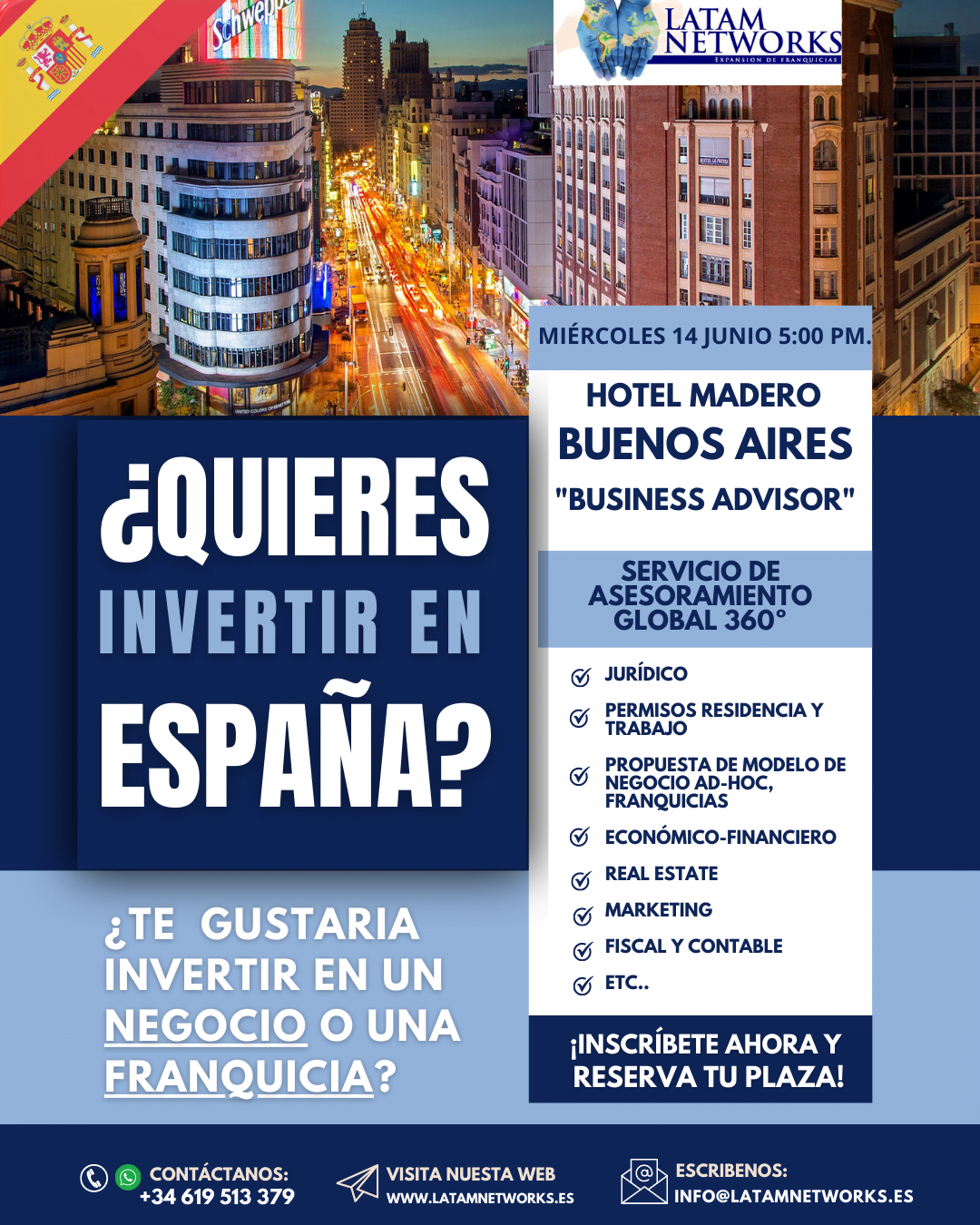 Latam Networks selecciona empresarios argentinos interesados en invertir y vivir en España